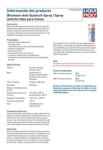 Spray Antichirrido De Frenos Liqui Molly 400 Ml-7