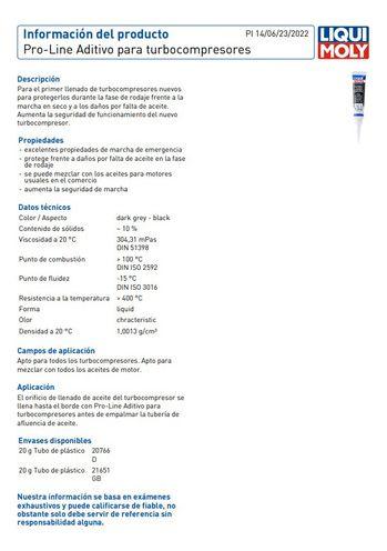 Aditivo Turbocompresor Primer Uso Pro-line Liqui Moly 20 G-3