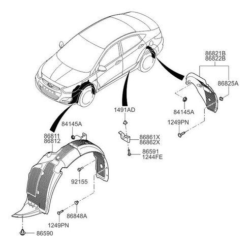 Guardafango Interior Delantero Derecho Hyundai Accent 11-14-2