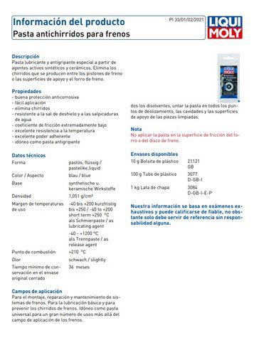 Pasta Antichirrido De Frenos Liqui Molly 10 G-7
