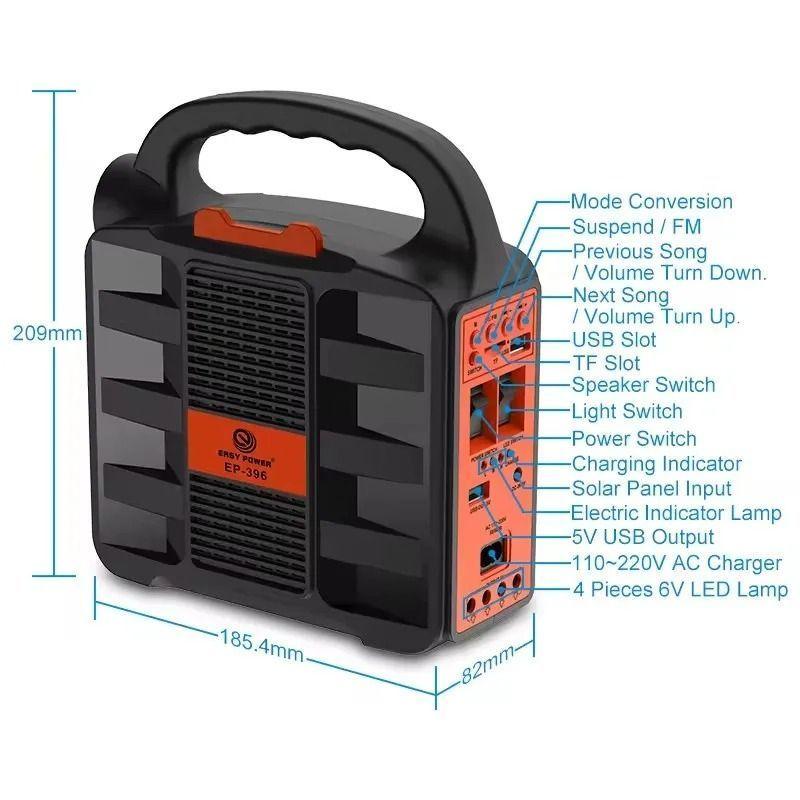 Kit Emergencia Carga Solar Linternas Radio Powerbank USB-2