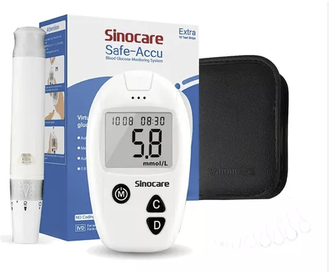 Kit Glucometro Safe-Accu SINOCARE (dispositivo de punción + manual + estuche)-1