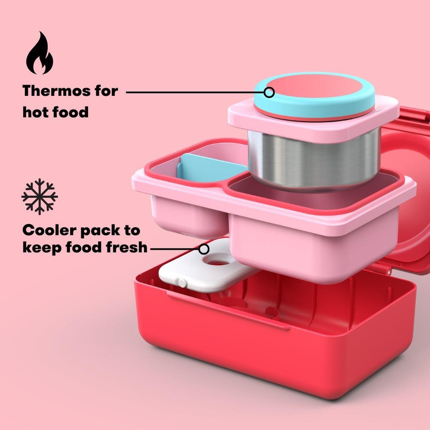 OmieBox® UP – Lonchera Térmica Infantil con Termo Integrado - Cherry Pink-6