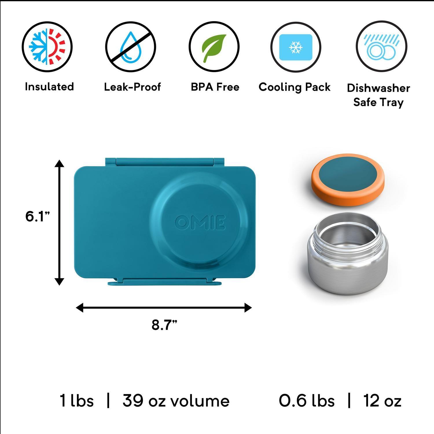 OmieBox® UP – Lonchera Térmica Infantil con Termo Integrado - Teal Green-3
