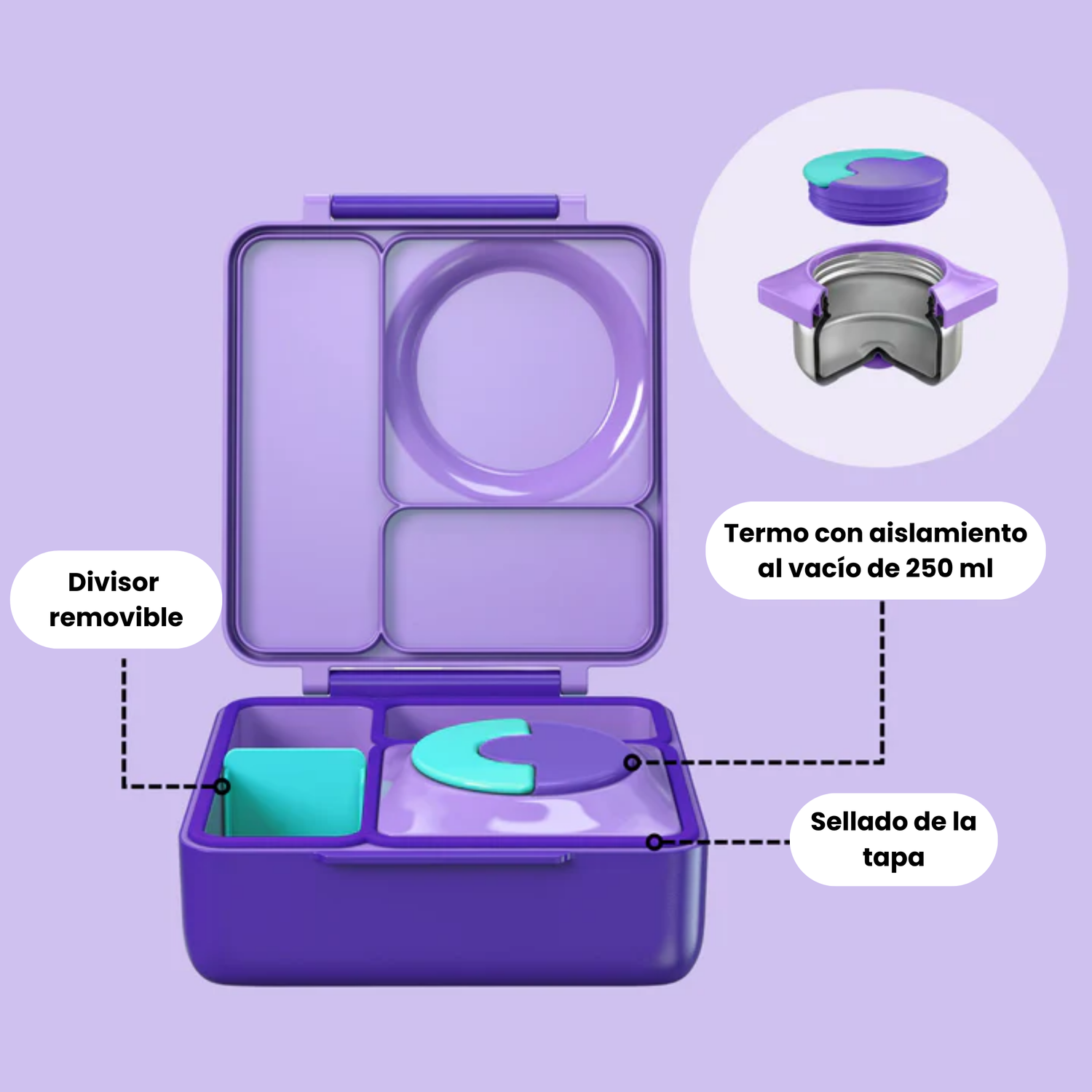 OmieBox® – Lonchera Térmica Infantil con Termo Integrado - Purple Plum | Omie-2