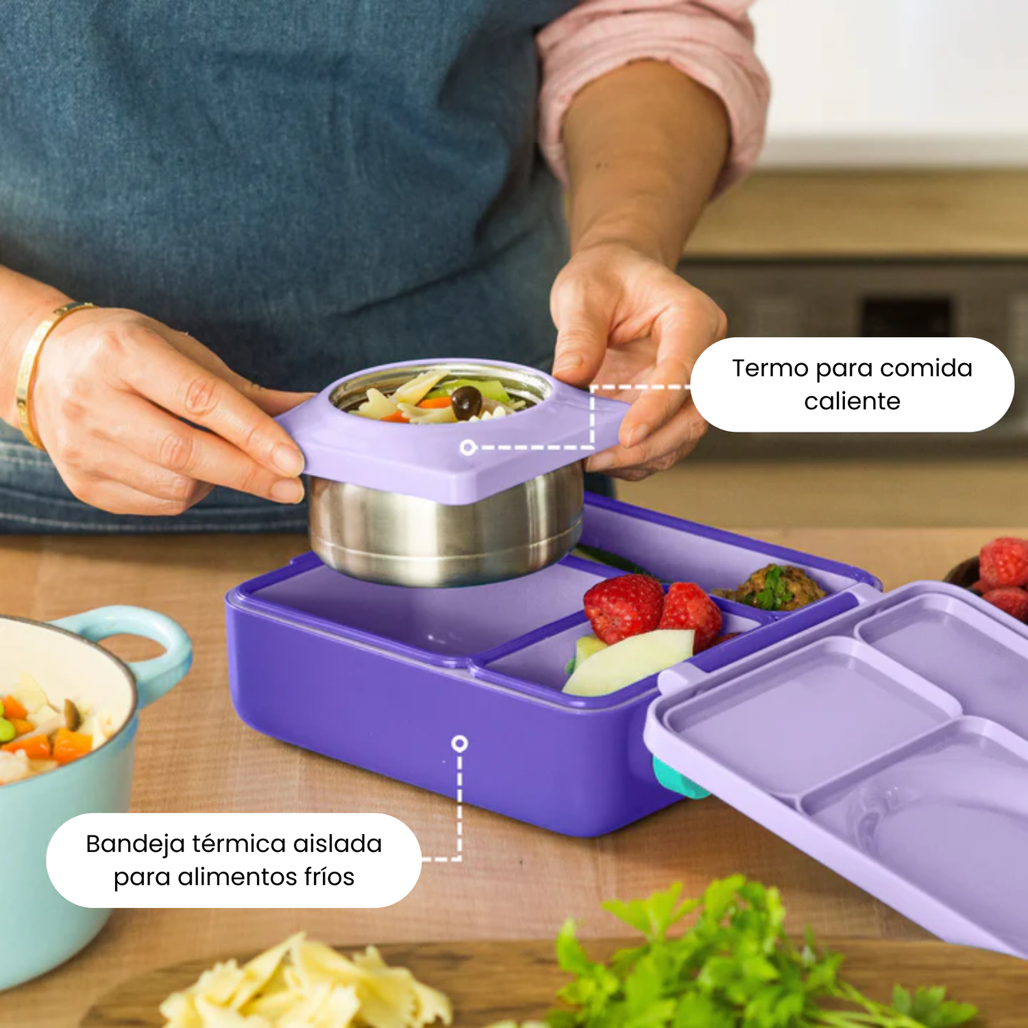 OmieBox® – Lonchera Térmica Infantil con Termo Integrado - Purple Plum | Omie-3
