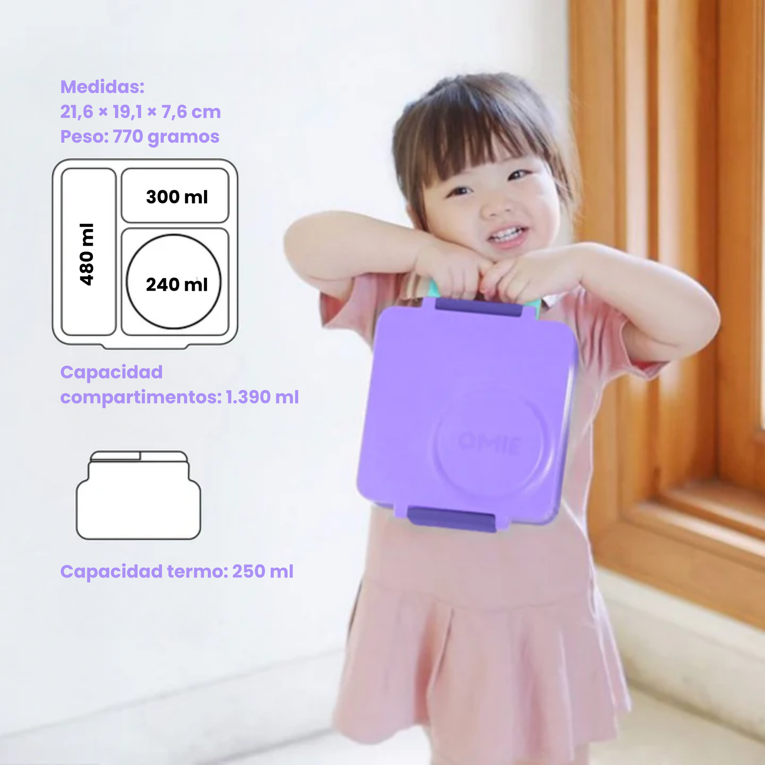 OmieBox® – Lonchera Térmica Infantil con Termo Integrado - Purple Plum | Omie-4