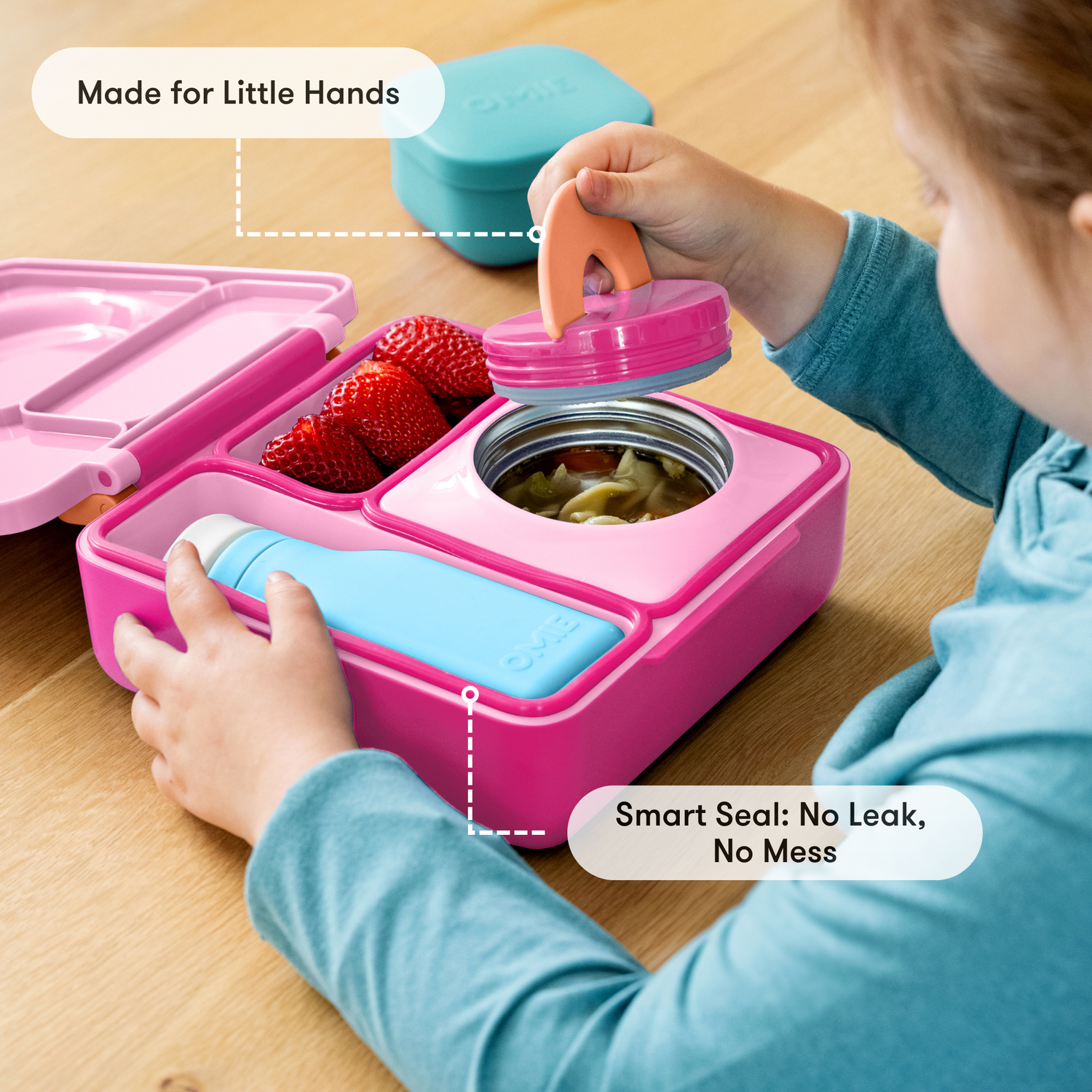 OmieBox® – Lonchera Térmica Infantil con Termo Integrado - Pixie Pink | Omie-3
