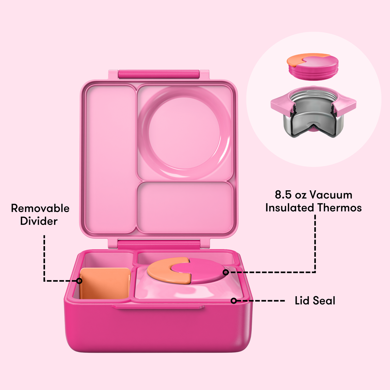OmieBox® – Lonchera Térmica Infantil con Termo Integrado - Pixie Pink | Omie-4