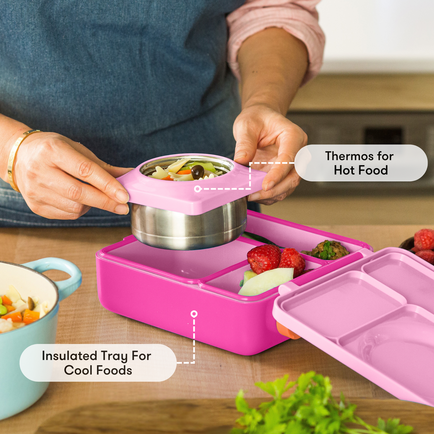 OmieBox® – Lonchera Térmica Infantil con Termo Integrado - Pixie Pink | Omie-7