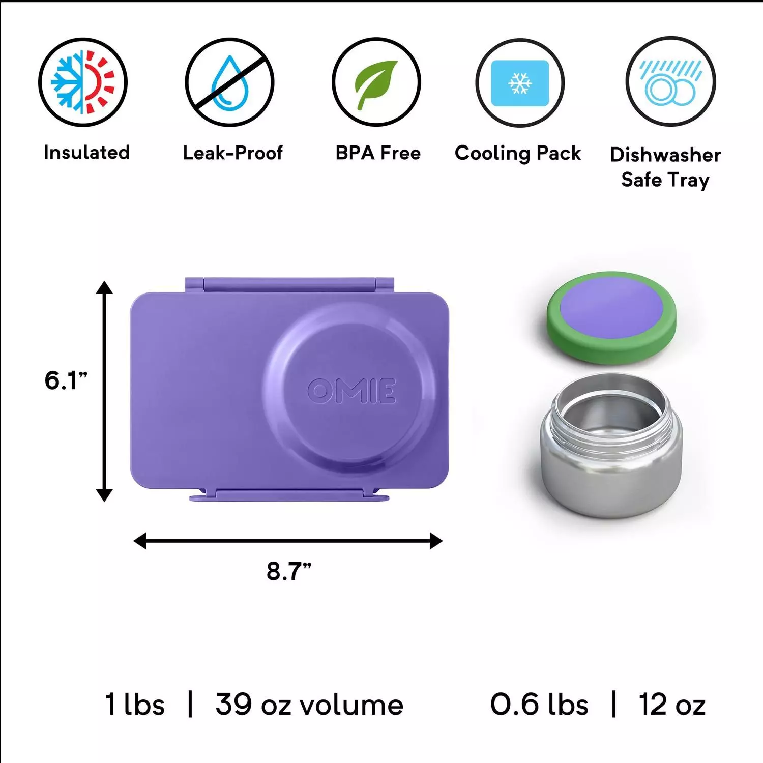 OmieBox® UP – Lonchera Térmica Infantil con Termo Integrado - Galaxy Purple-4