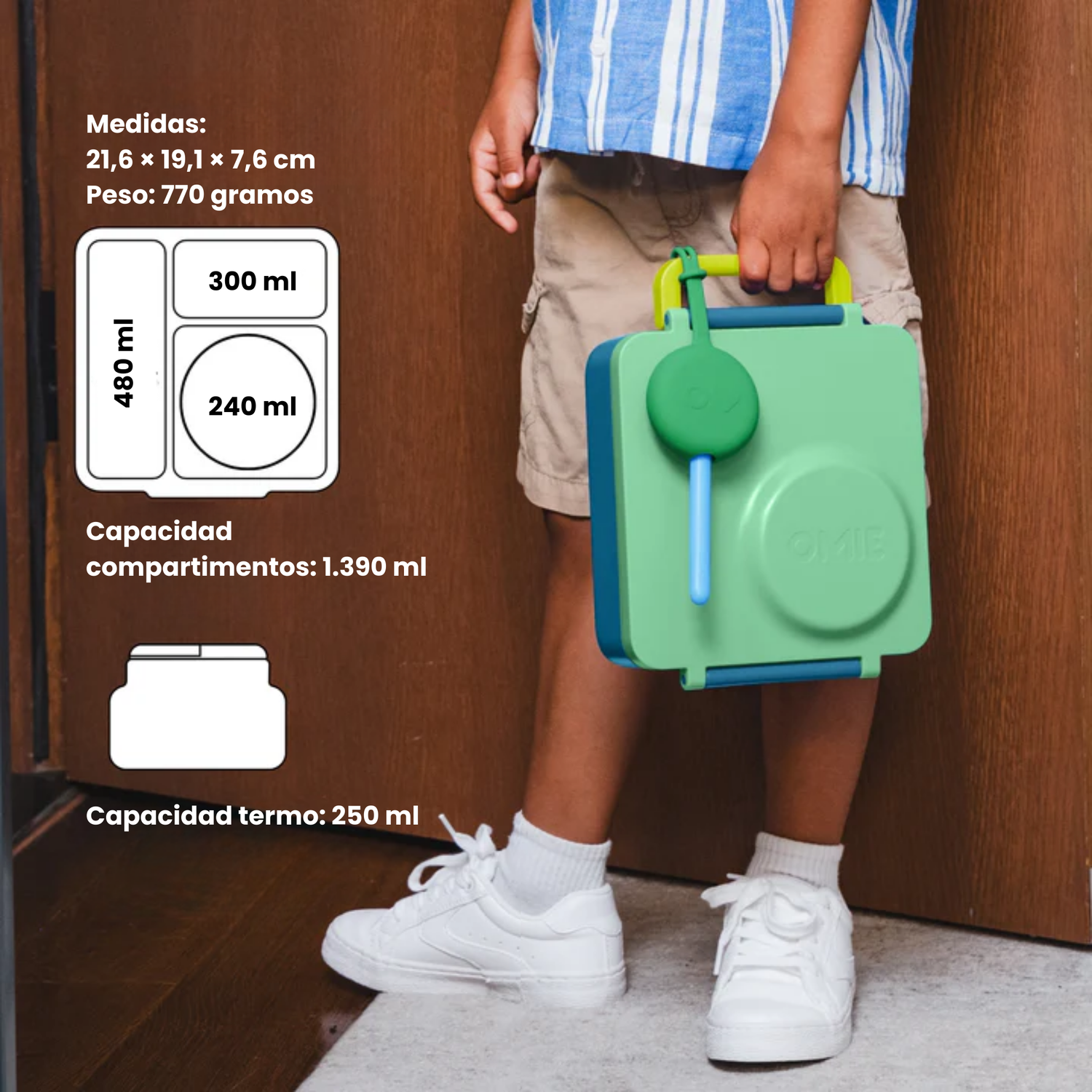 OmieBox® – Lonchera Térmica Infantil con Termo Integrado - Meadow | Omie-3