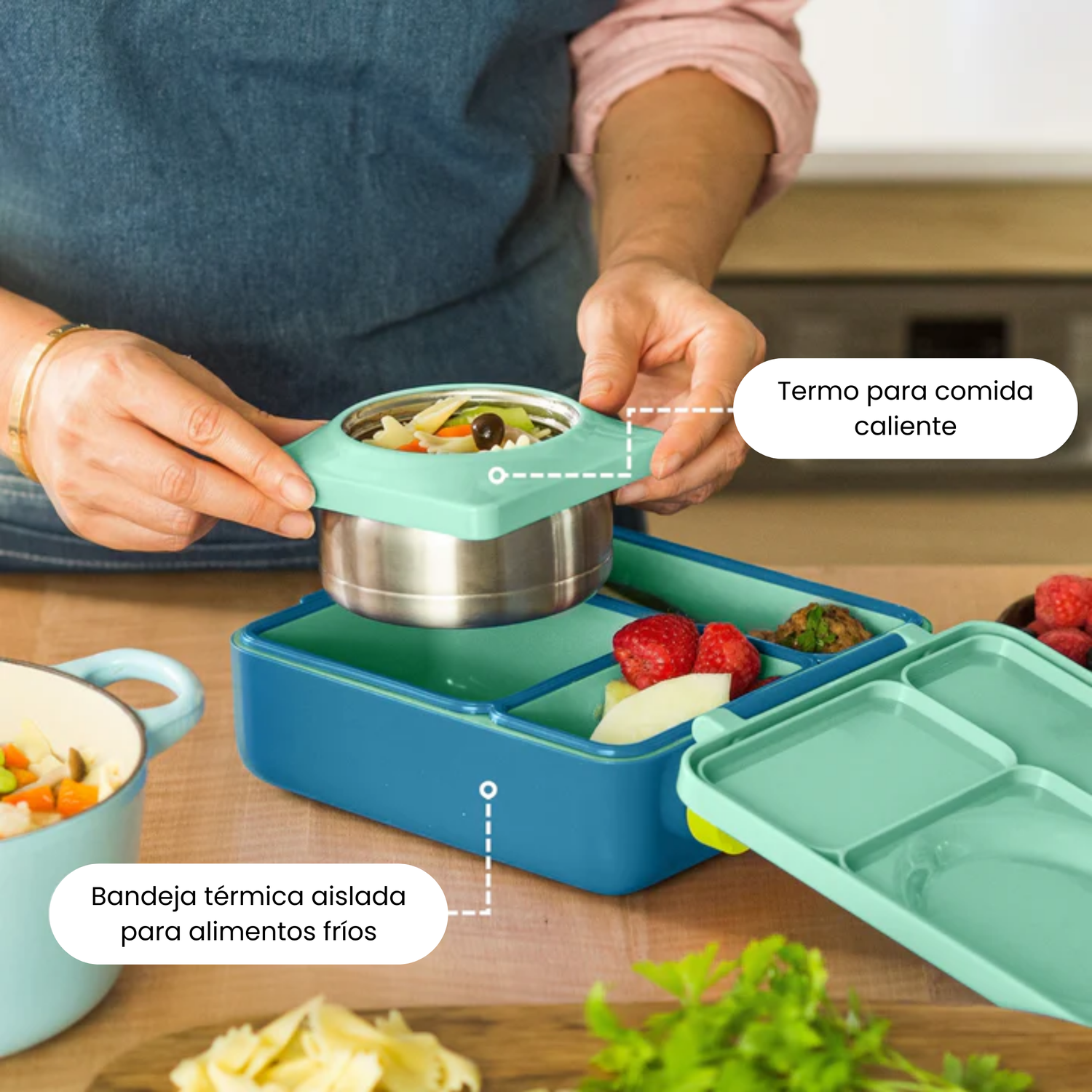 OmieBox® – Lonchera Térmica Infantil con Termo Integrado - Meadow | Omie-7