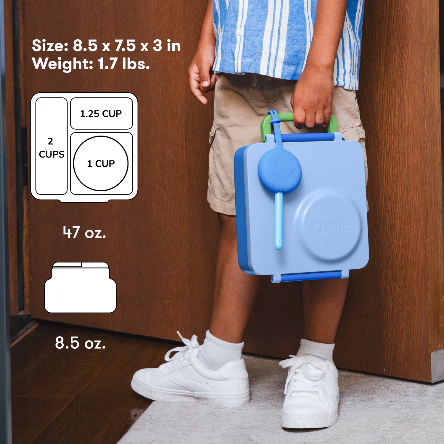 OmieBox® – Lonchera Térmica Infantil con Termo Integrado - Sea Blue | Omie-3