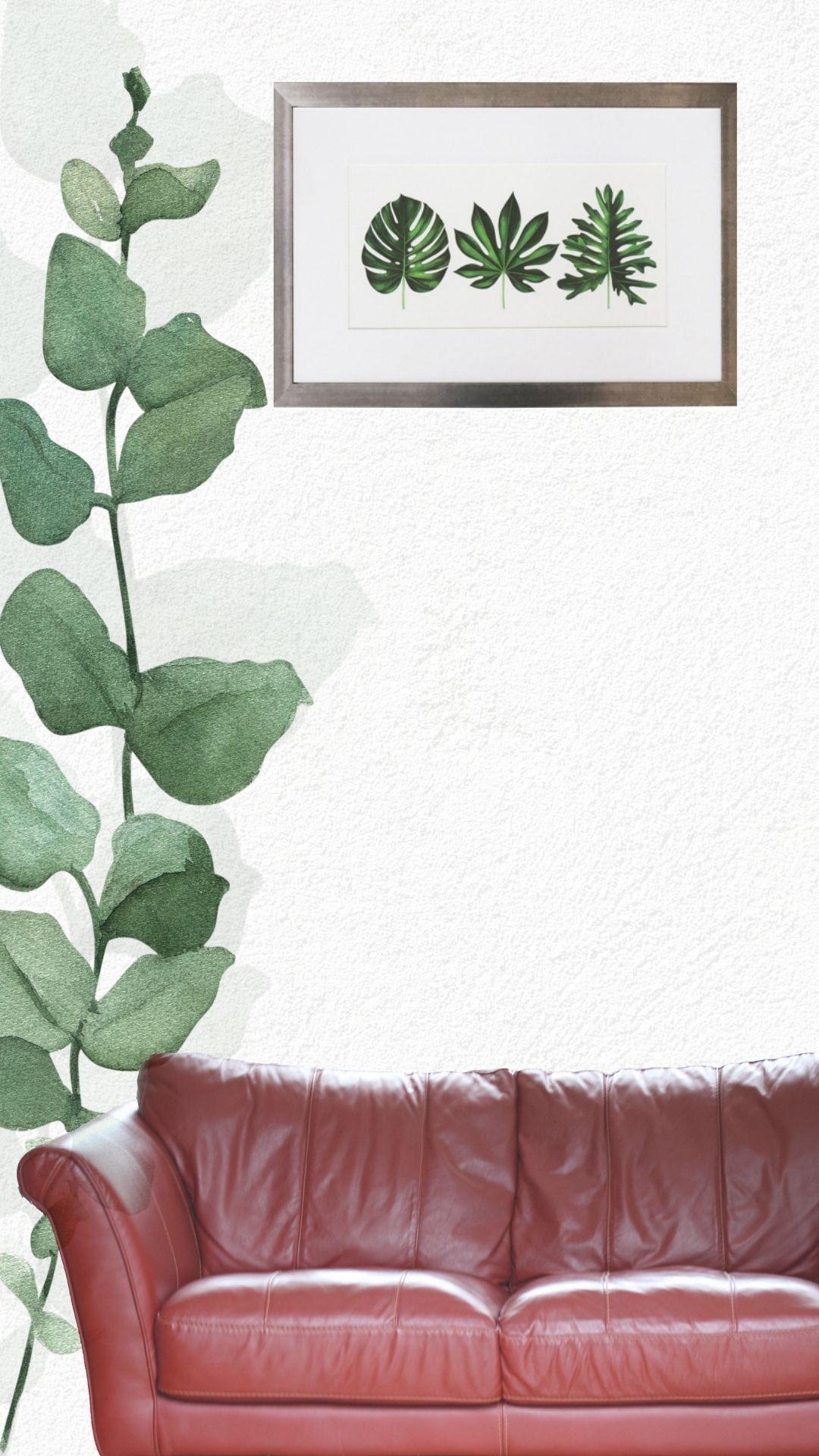 Cuadro de 3 hojas verdes 40x60-1