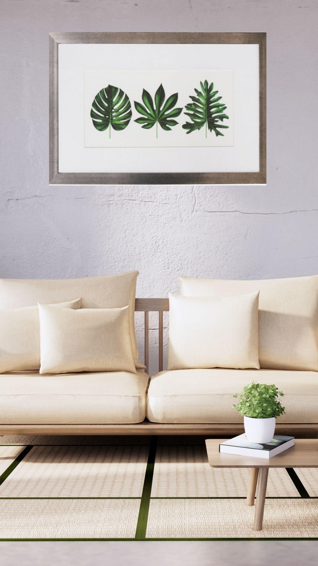 Cuadro de 3 hojas verdes 40x60-2