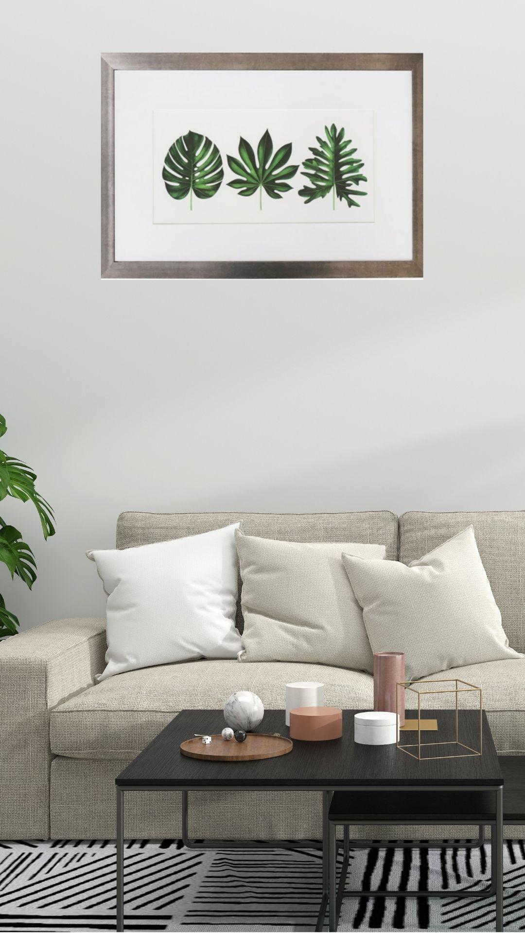 Cuadro de 3 hojas verdes 40x60-3