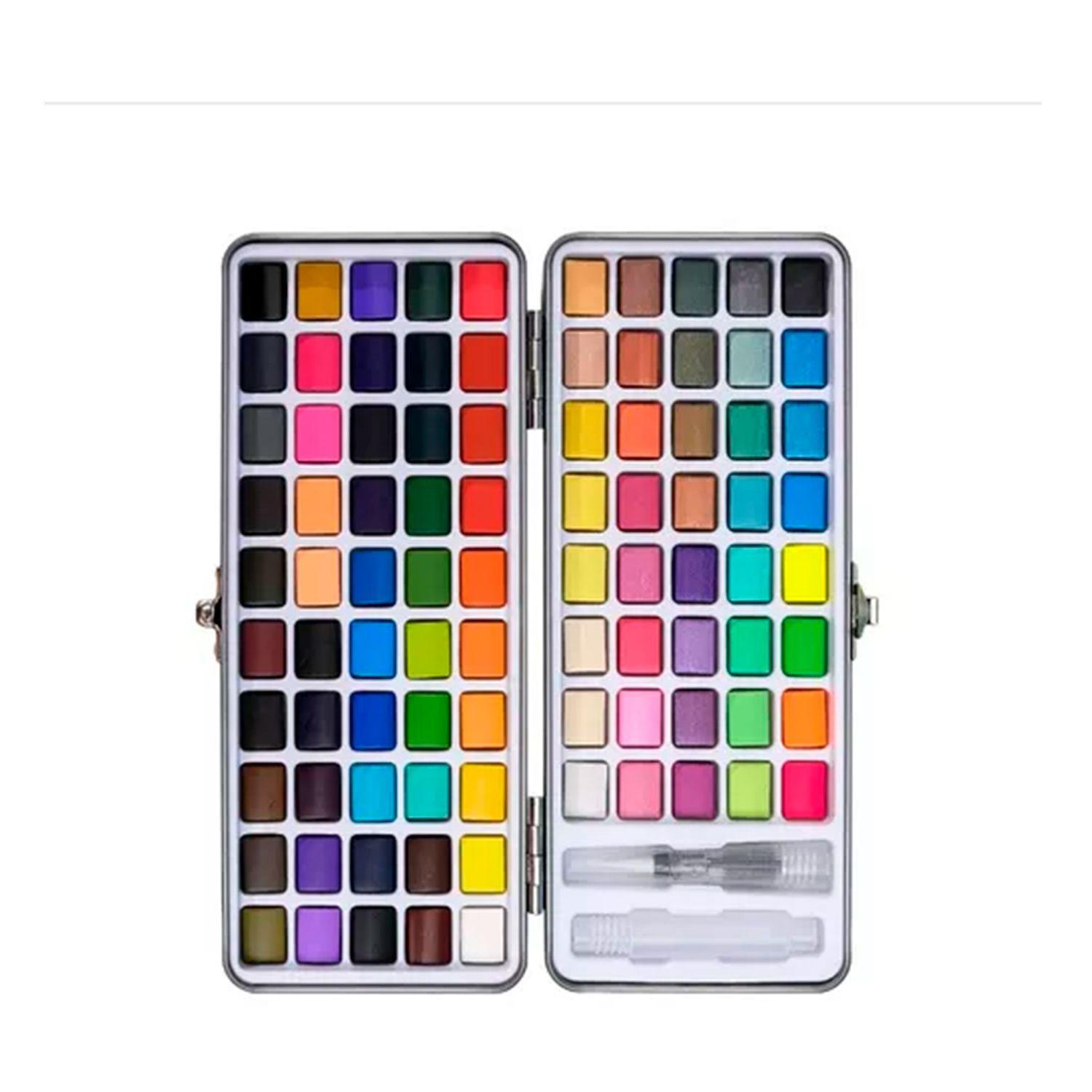 Juego Acuarela 90 Colores Metalizados Y Fluorescente-0