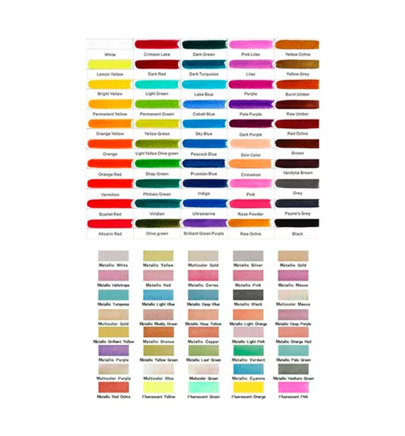 Juego Acuarela 90 Colores Metalizados Y Fluorescente-1