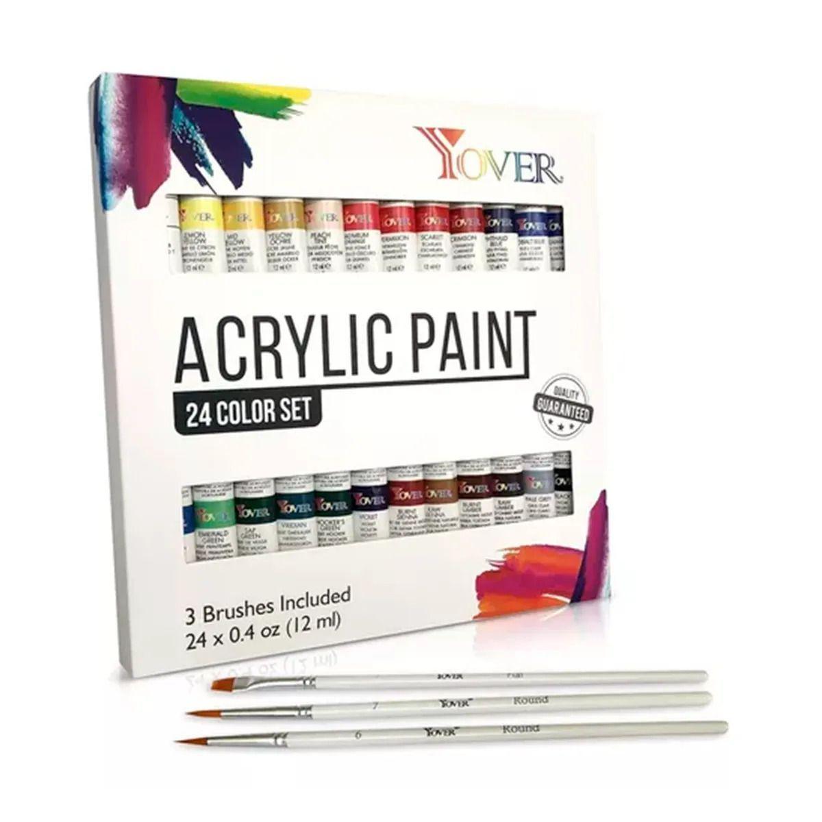 Juego De Pintura Acrilicas 24 Colores Tubos De 12ml-2