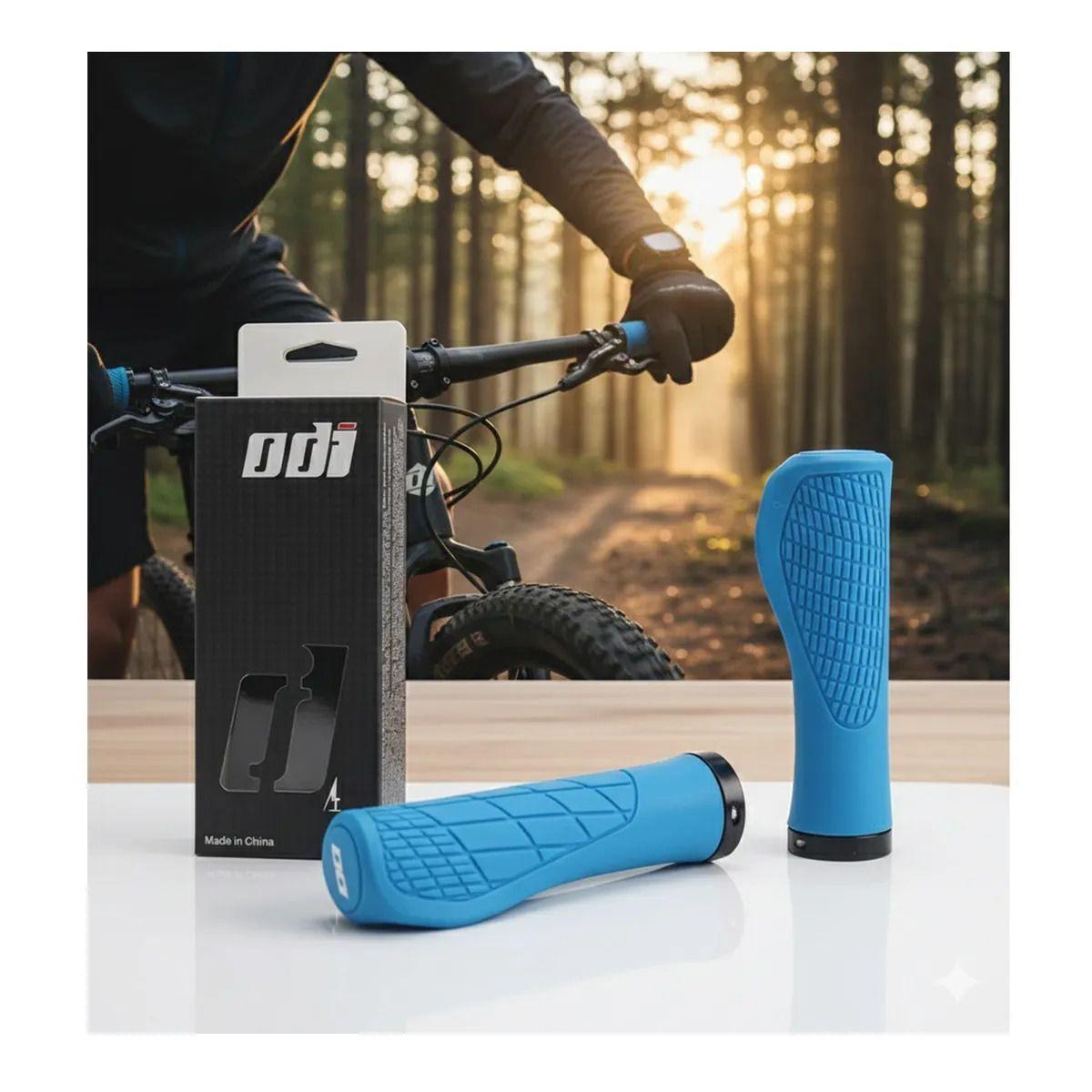 Pu os de bicicleta mtb ergonomicos Silicona Azul-2