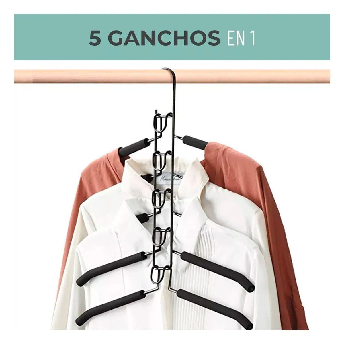 Set 2 Ganchos Colgadores De Ropa 5en1 Antideslizante-1