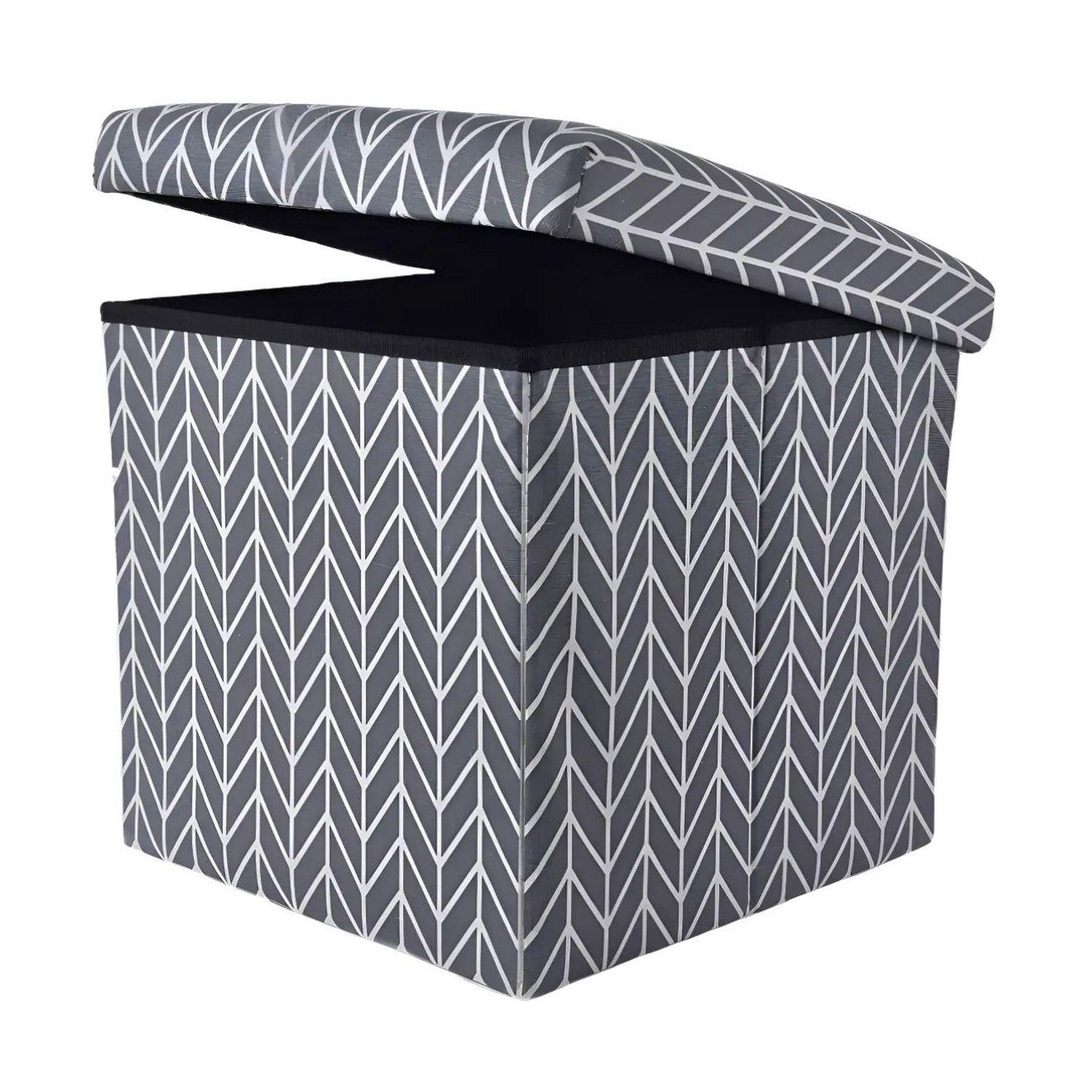 Puff Silla Cubo organizador de Espacion Dise o Geometrico Gris-3