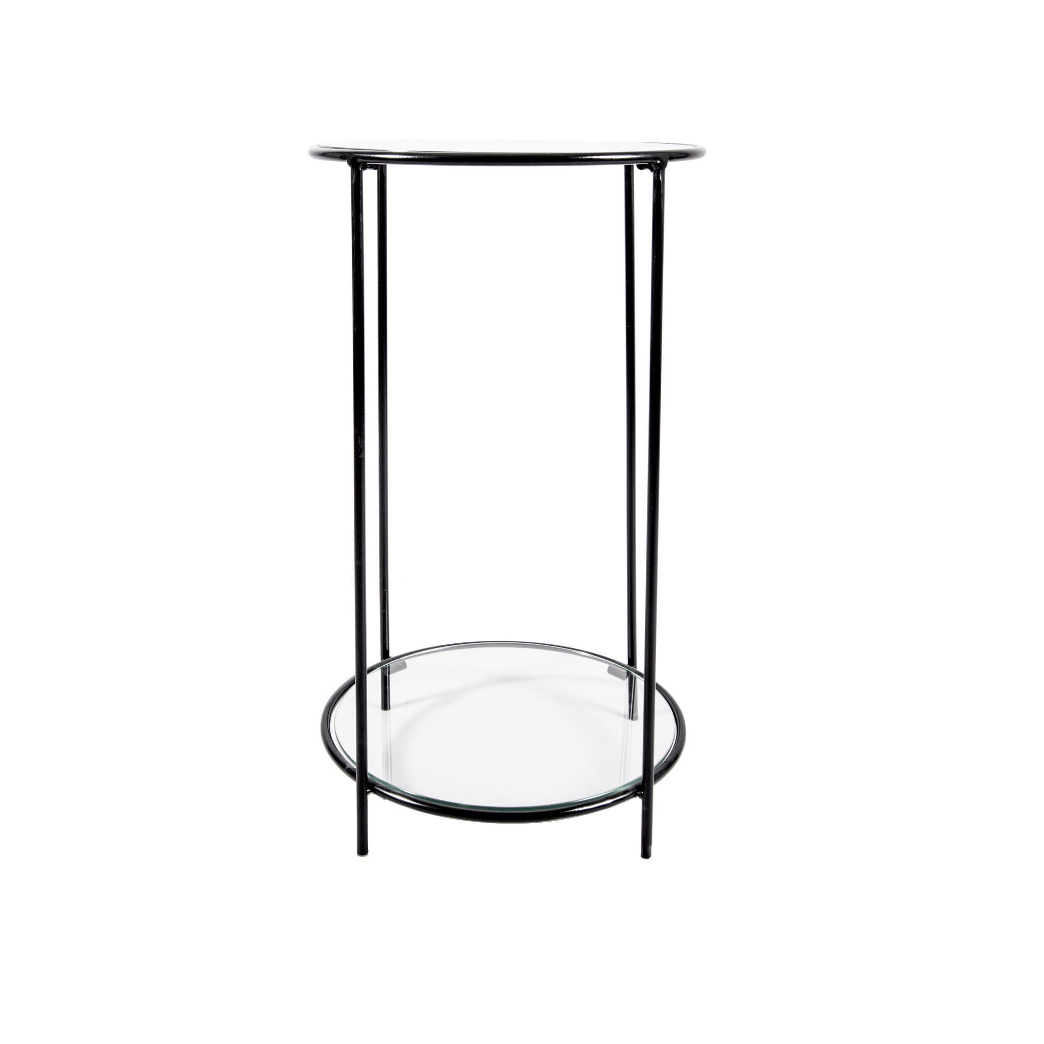 MESA LATERAL CIRCULAR DOS NIVELES NEGRO GLASS-2