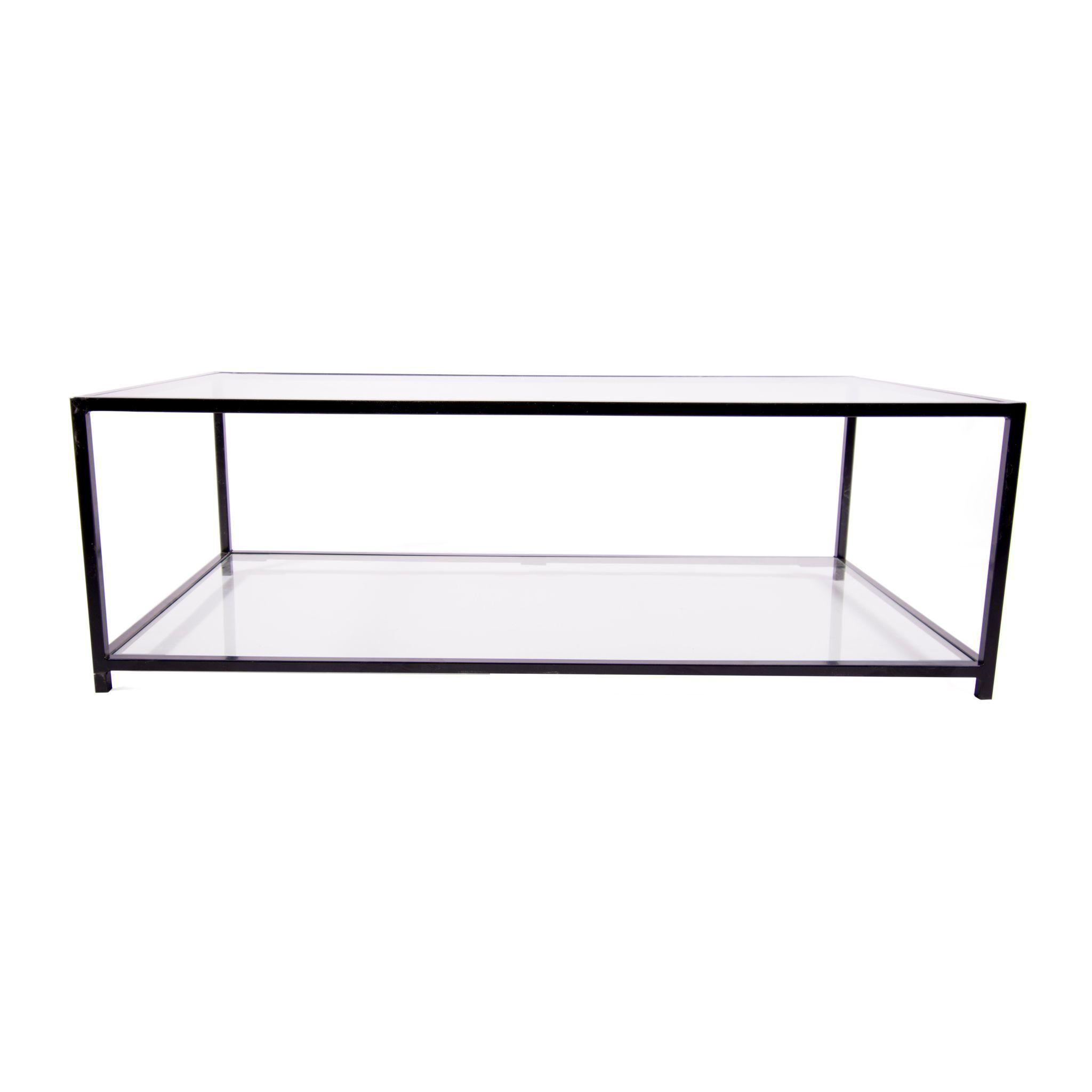 MESA DE CENTRO RECTANGULAR 100 NEGRA DOS NIVELES GLASS-2