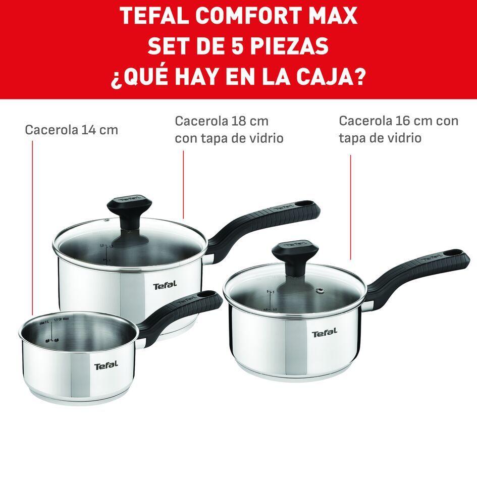 Set de Ollas Acero Inoxidable 5 Piezas Comfort Max Tefal-5