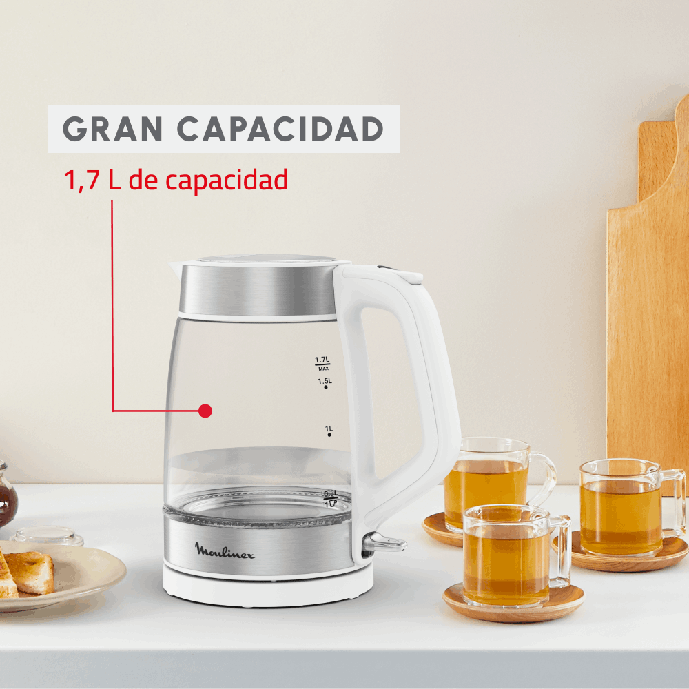Hervidor de vidrio Snow White 1.7L Moulinex-1