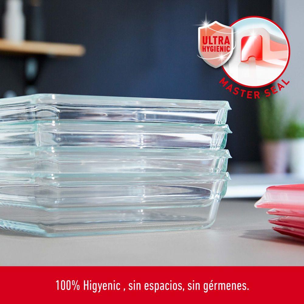 Contenedor de alimentos Masterseal Glass Set 3 piezas rectangular 450ml-5
