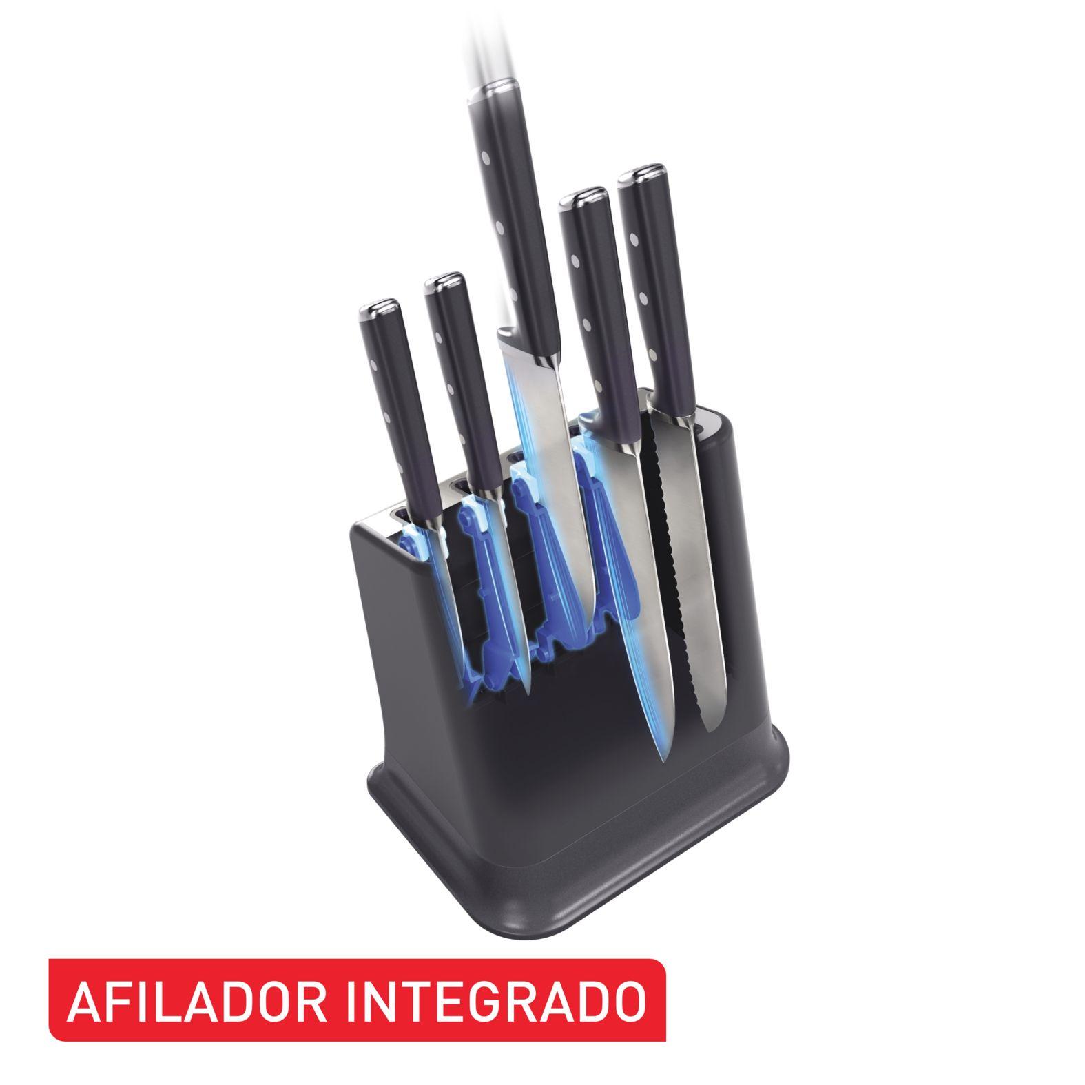 Set taco de 5 Cuchillos Con Afilador Eversharp Pro Tefal-2