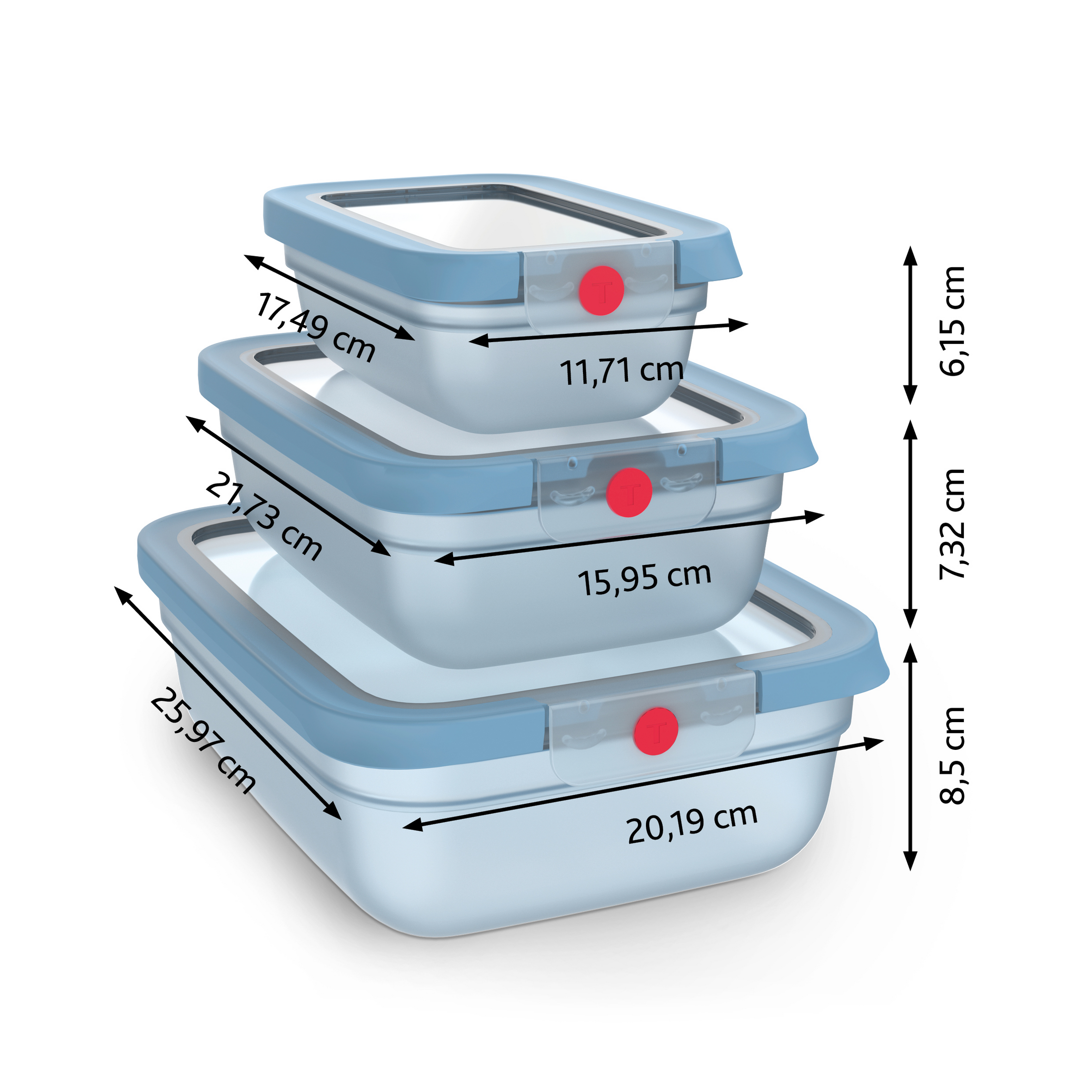 Contenedor hermetico de alimentos ONECLICK Azul 0,5/1,2/2,3L Tefal-4
