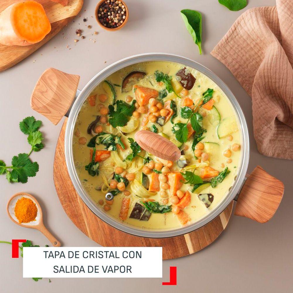 Bateria De Cocina Ceramica Antiadherente Bright 7 Piezas Beige Tefal-4