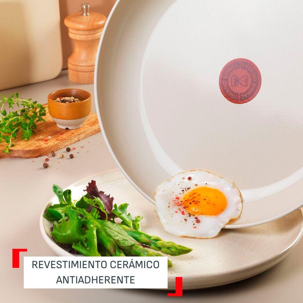 Bateria De Cocina Ceramica Antiadherente Bright 7 Piezas Beige Tefal-7