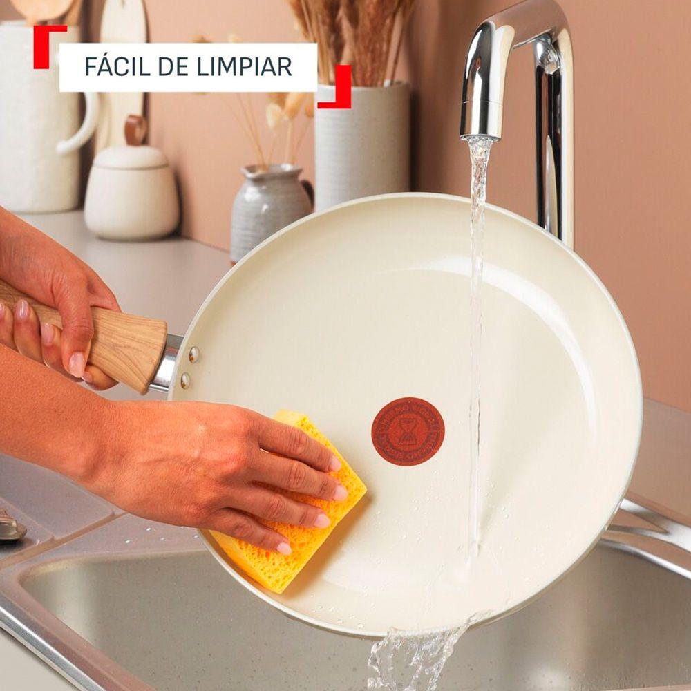Bateria De Cocina Ceramica Antiadherente Bright 7 Piezas Beige Tefal-8