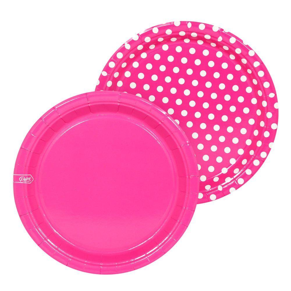 Set 20 Platos de Cumpleaños Combinados Fucsia-1
