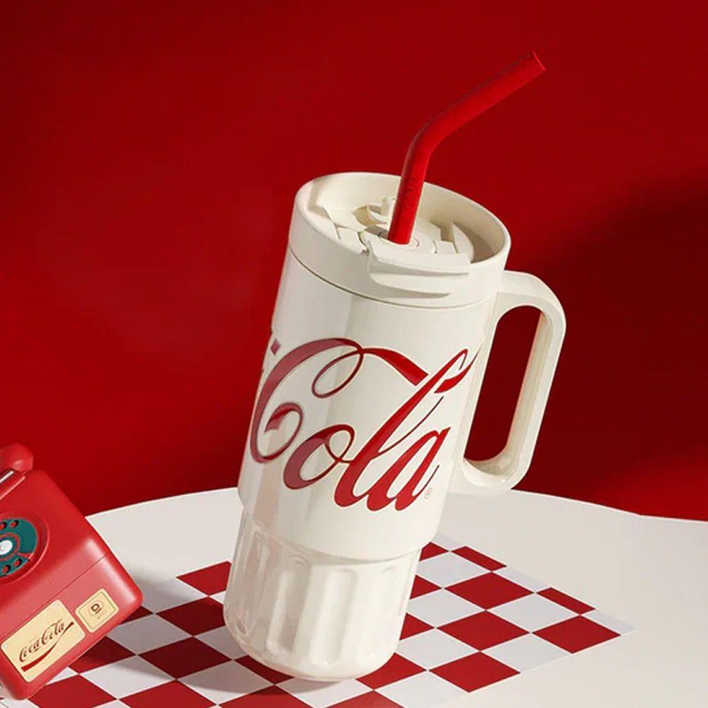COCA COLA X GERM Termo Súper Tumbler Mug Vaso 1200ML Frío O Caliente Vaso Térmico Blanco-2