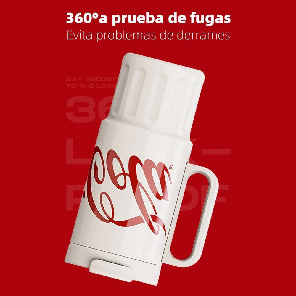 COCA COLA X GERM Termo Súper Tumbler Mug Vaso 1200ML Frío O Caliente Vaso Térmico Blanco-4