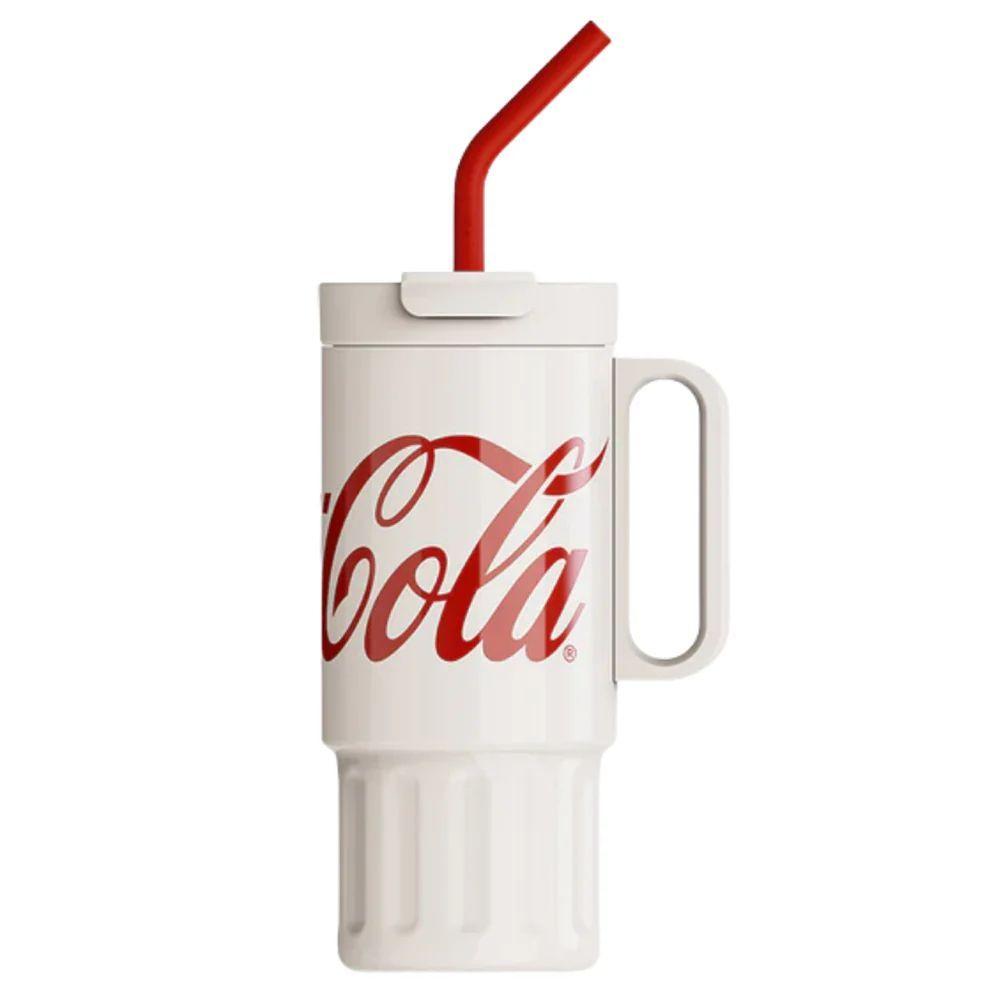 COCA COLA X GERM Termo Súper Tumbler Mug Vaso 1200ML Frío O Caliente Vaso Térmico Blanco-5