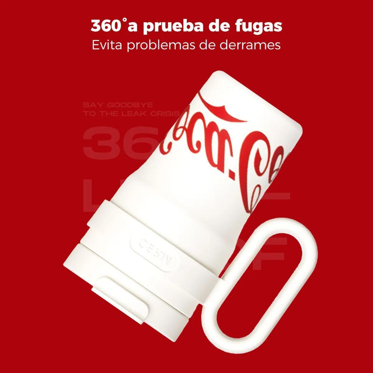 COCA COLA X GERM Termo Mega Tumbler Clásico De 750ml Mantiene Frío O Caliente Blanco-5