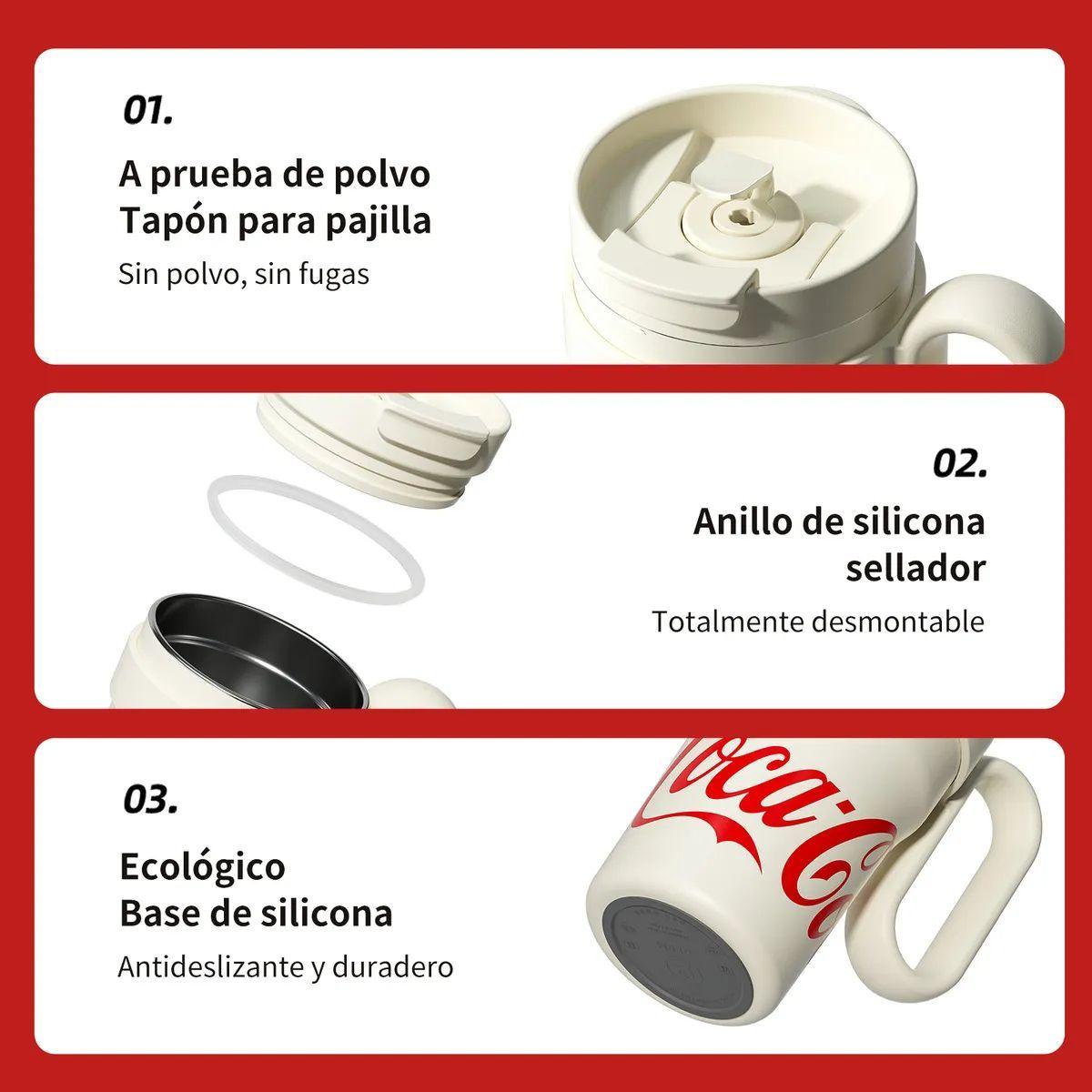 COCA COLA X GERM Termo Mega Tumbler Clásico De 750ml Mantiene Frío O Caliente Blanco-6