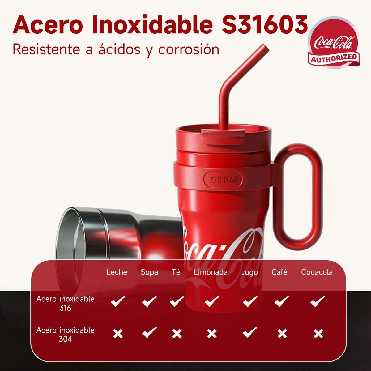COCA COLA X GERM Termo Mug De 110ml Vaso Térmico Agua Mega Tumbler Frío O Caliente Rojo / Blanco-3
