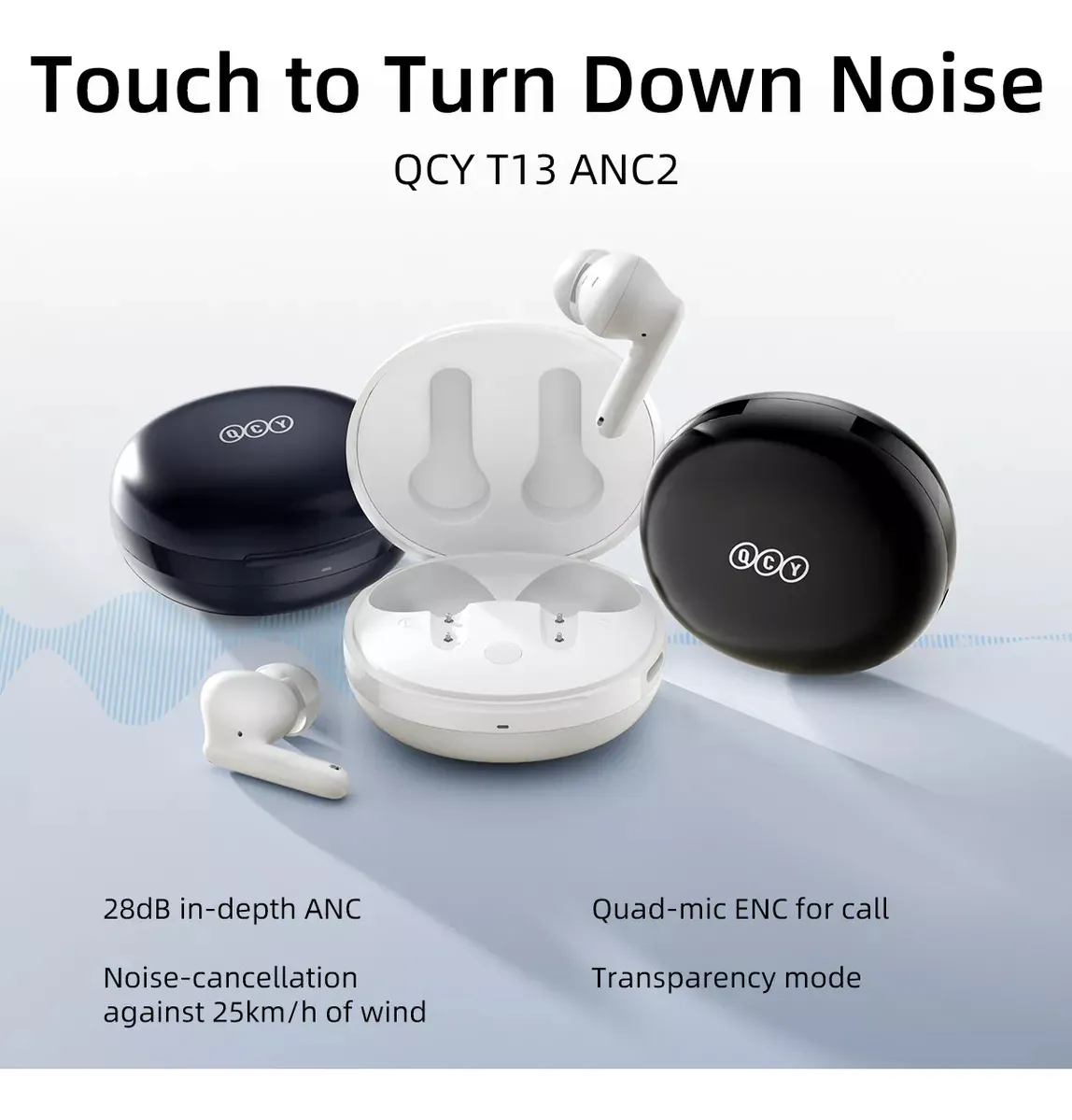 Qcy-audífonos Inalámbricos Qcy-t13anc2-blk Bluetooth 5.2 Anc Color Negro-3