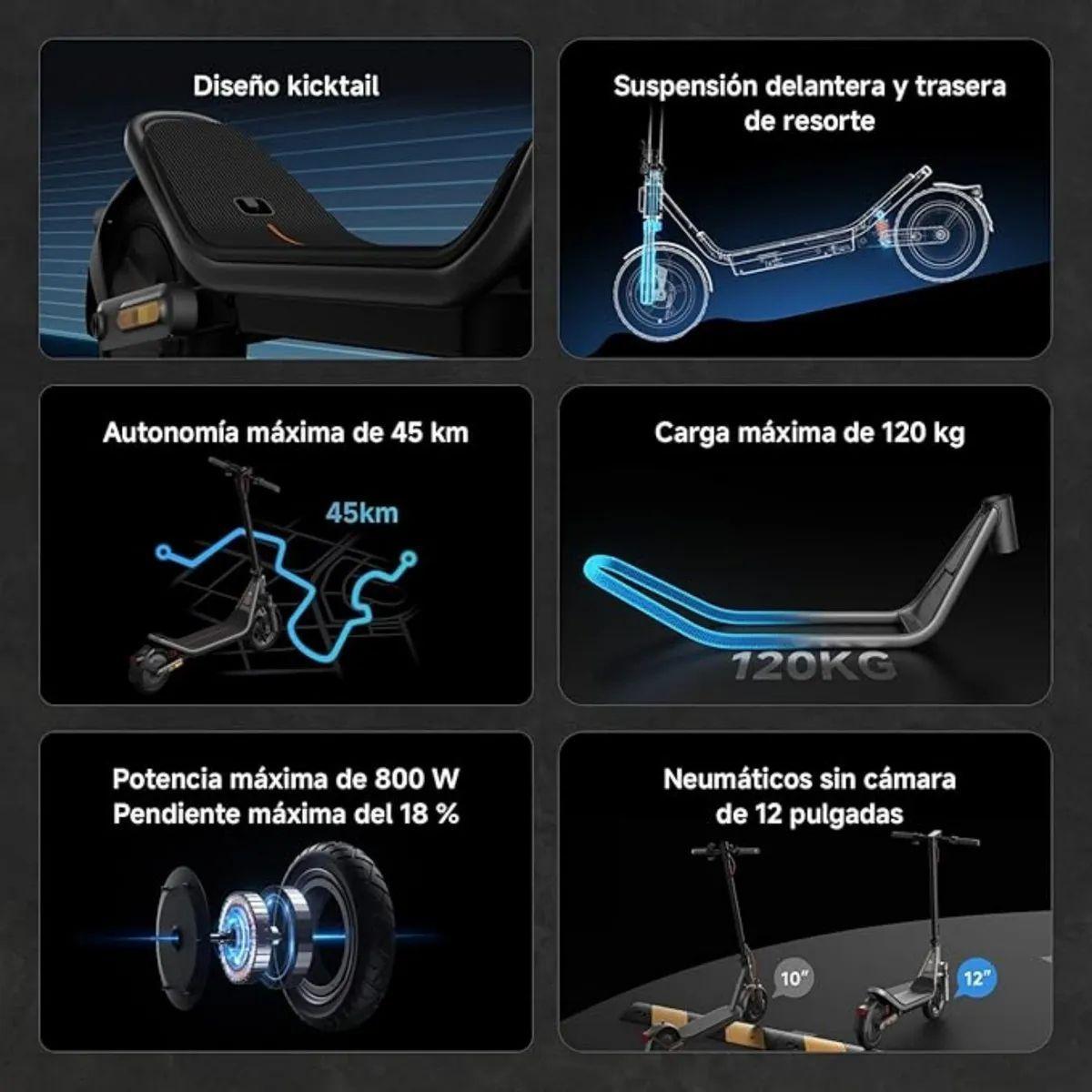 Xiaomi Scooter Eléctrico 6 Plegable Autonomía 45km Máx 25km/h Neumáticos 12" 800W Suspensión-3