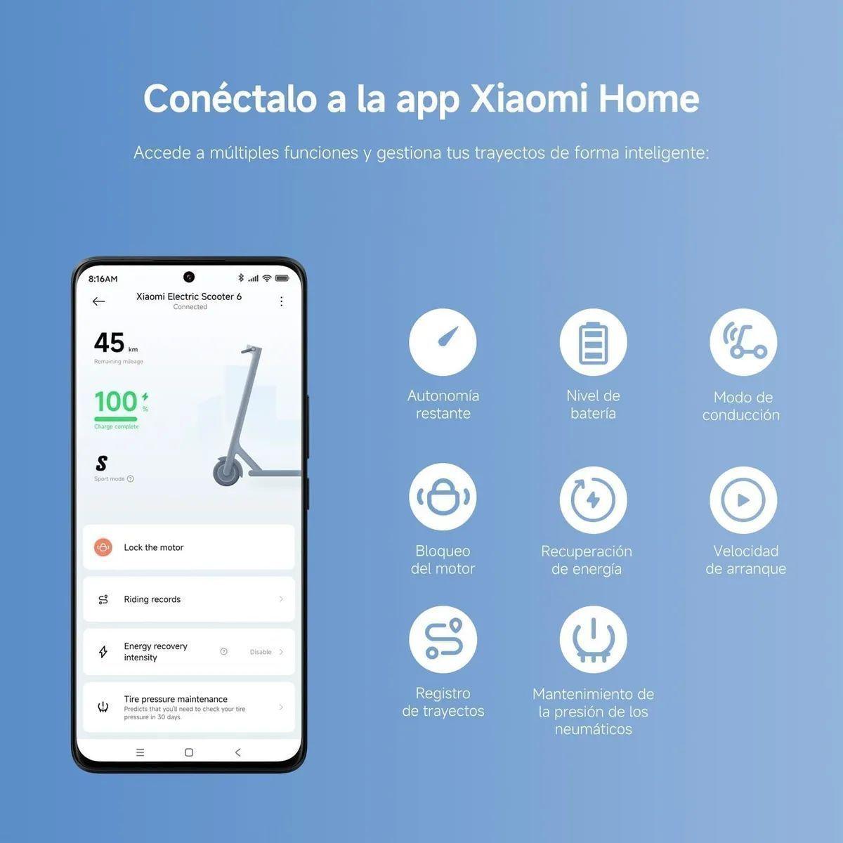 Xiaomi Scooter Eléctrico 6 Plegable Autonomía 45km Máx 25km/h-5