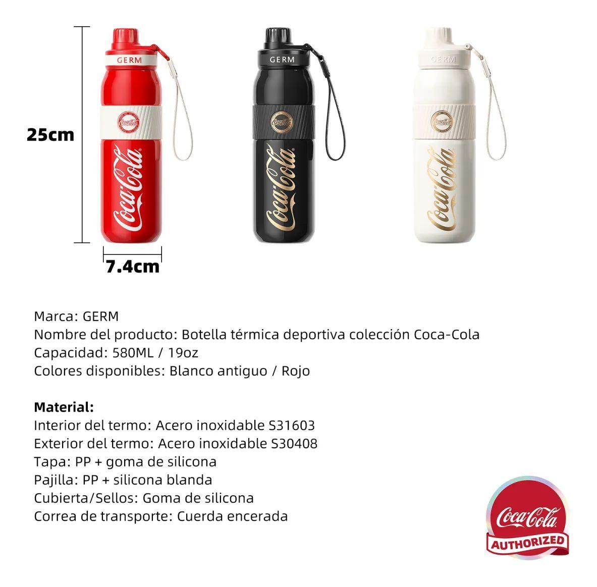 COCA COLA GERM Termo Energía Clásico Oficial 580ml Frío O Caliente Vaso Térmico-7