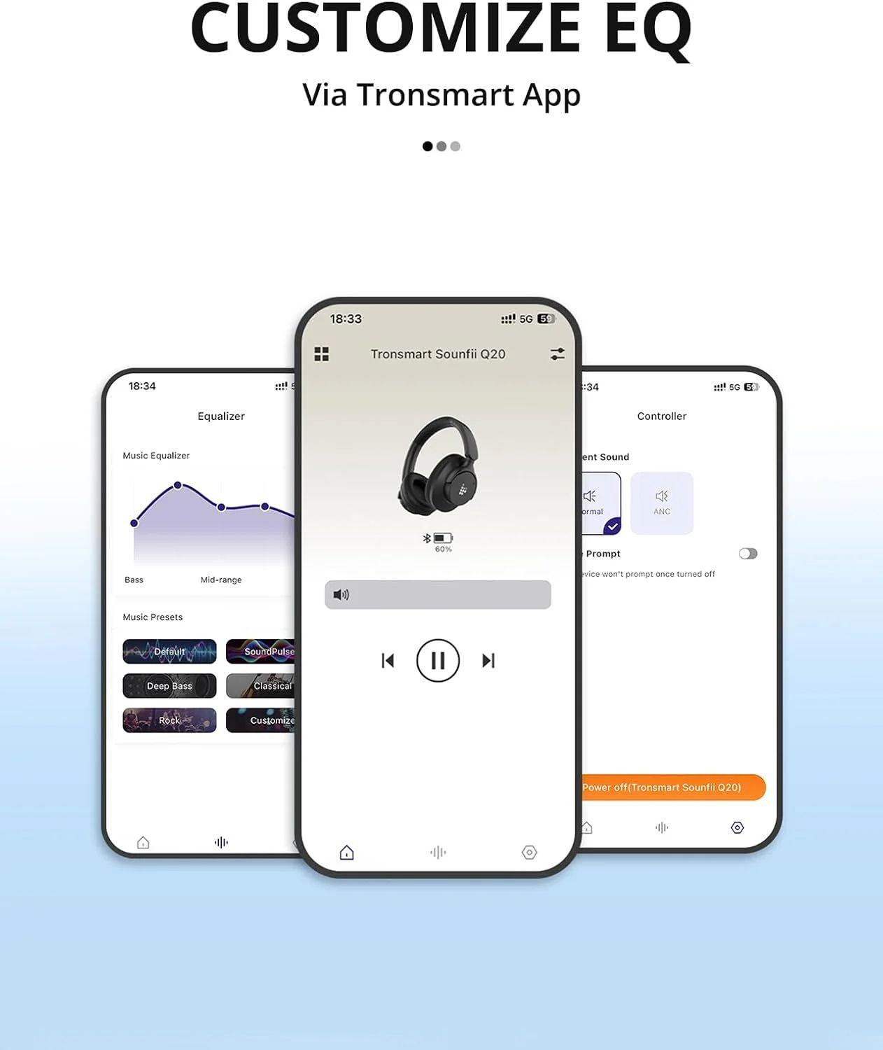 Tronsmart Sounfii Q20s Auriculares Cancelación De Ruido Durar 60H-7