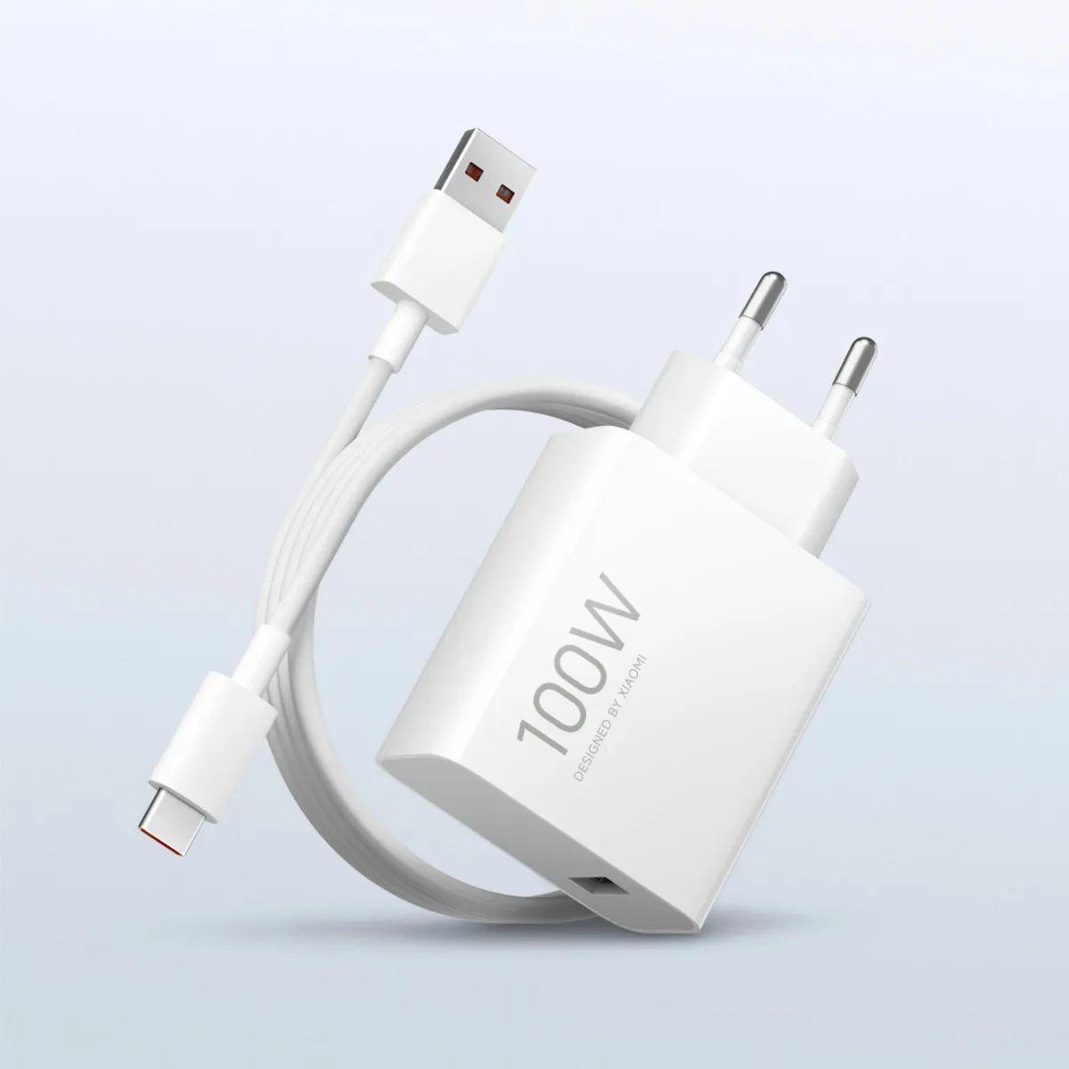 Cargador Para Xiaomi 100w Carga Rápida + Cable A Blanco-2
